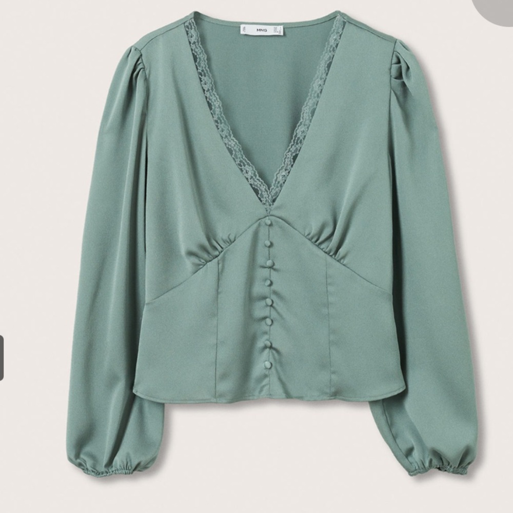 Mango Button and lace blouse